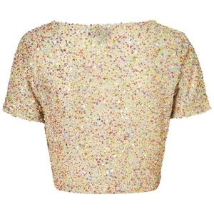 Topshop Multi-color Sequin Crop Top
